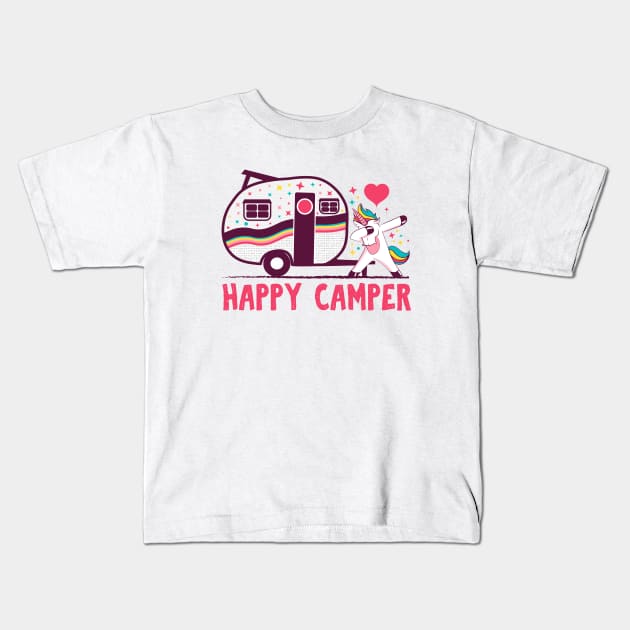 Happy camper camping T-shirt Kids T-Shirt by Tesszero